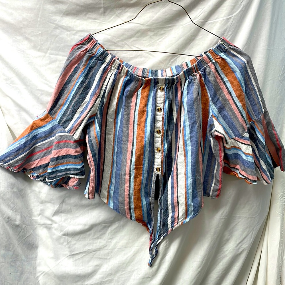 Mileage off the shoulders tie bell sleeves top ladies sz 1x